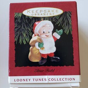 Hallmark Ornaments - Elmer Fudd Looney Tunes dressed up like Santa holding a bag